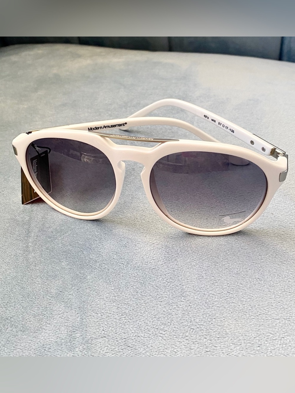 Brand New Modern Amusement “45’s” White Sunglasses